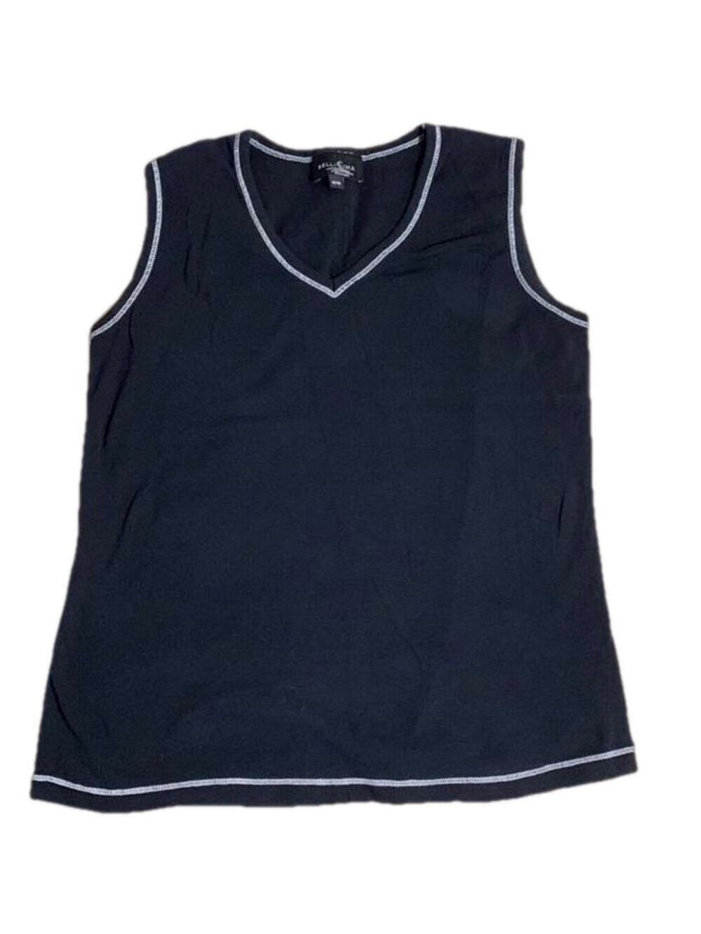 Bellissima black stretchy tank top with white stitching cotton medium